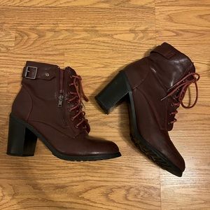 Burgundy Lace Up Booties Just FAB